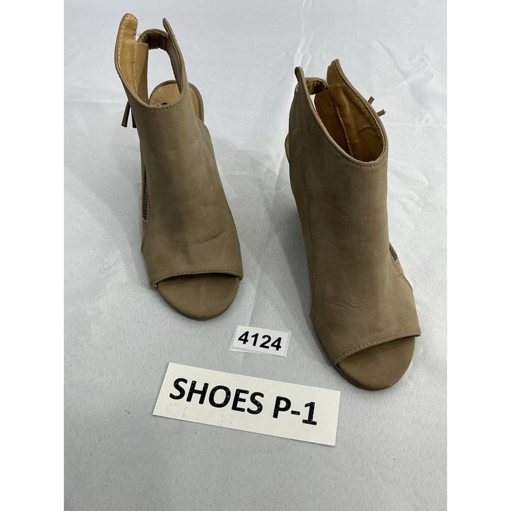 Womans Brash Booties 5 Tan Zip Up Wedge Peep Toe Sling Back
